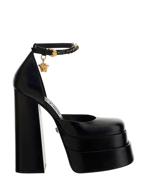 nero oro versace|VERSACE Medusa Platform Sandals in Nero & Oro .